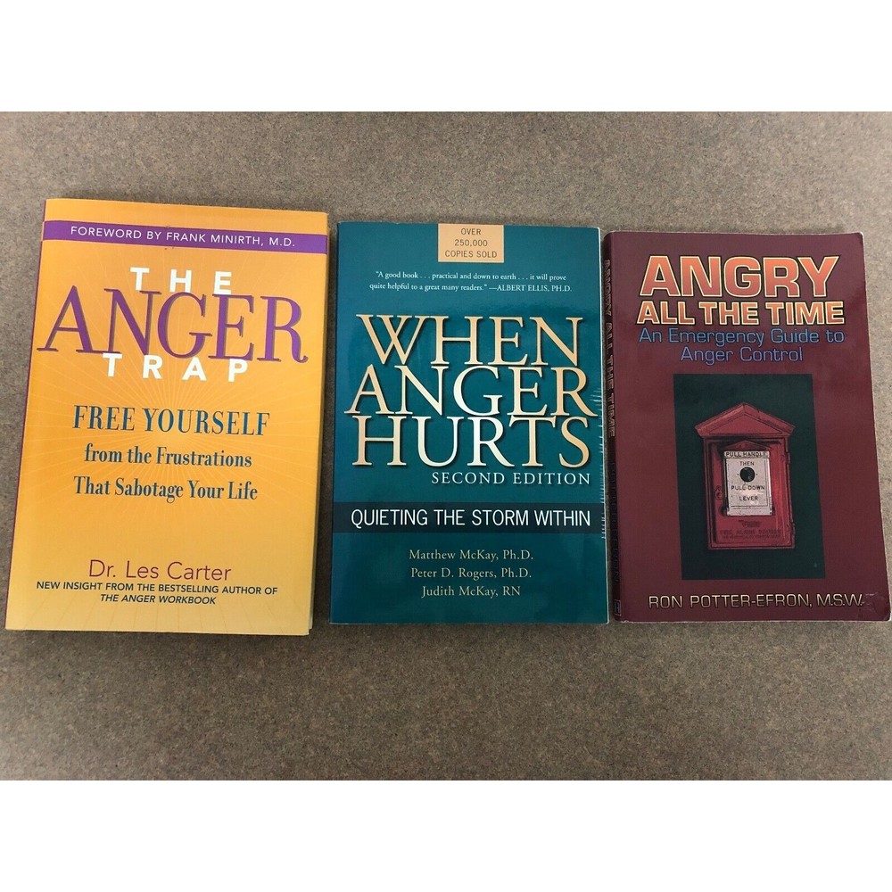 Lot (3) books on Anger Self-Help Psychology : Anger Trap, When Anger Hurts, Angr